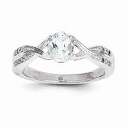 14k White Gold Aquamarine and Diamond Ring