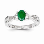 14k White Gold Emerald and Diamond Ring