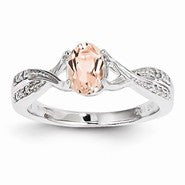 14k White Gold Morganite and Diamond Ring