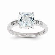 14k White Gold Aquamarine and Diamond Ring