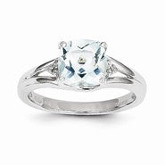 14k White Gold Aquamarine and Diamond Ring