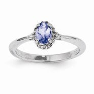 14k White Gold Tanzanite and Diamond Ring