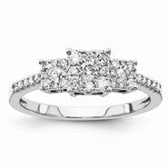 14k White Gold Diamond Three Stone Ring