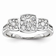 14k White Gold Diamond Three Stone Ring