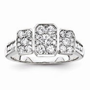 14k White Gold Diamond Three Stone Ring