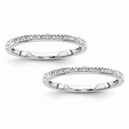 14k Set of 2 White Gold Diamond Wedding Band