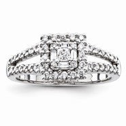 14k White Gold Diamond Complete Engagement Ring