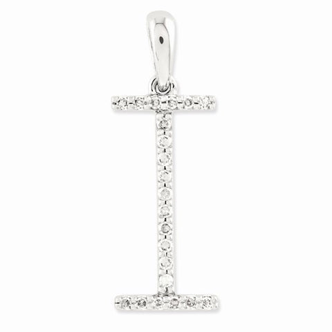 14k White Gold Diamond Initial I Pendant, Pendants for Necklace