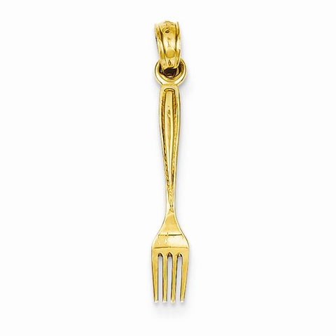 14k Gold 3-D Table Fork Pendant, Pendants for Necklace