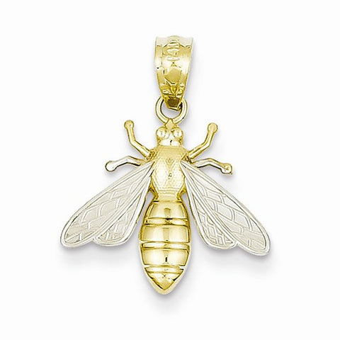 14k Gold & Rhodium Bee Pendant, Pendants for Necklace