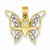 14k Gold & Rhodium Diamond Butterfly Pendant, Pendants for Necklace