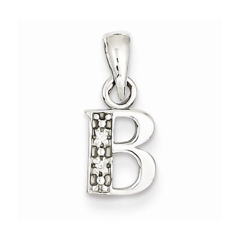 14k White Gold Polished .01ct Diamond Initial B Pendant, Pendants for Necklace