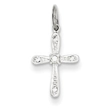 14k White Gold Diamond Cross Charm hide-image