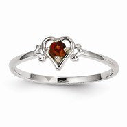 14k White Gold Genuine January Birthstone Heart Ring