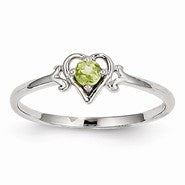 14k White Gold Genuine August Birthstone Heart Ring