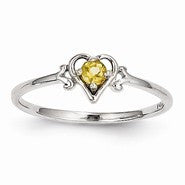 14k White Gold Genuine November Birthstone Heart Ring