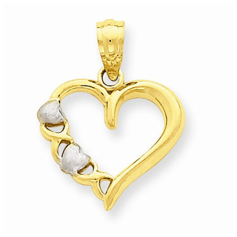 14k Gold & Rhodium Heart Pendant, Pendants for Necklace