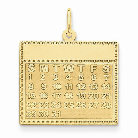 14k Gold Sunday the First Day Calendar Pendant, Pendants for Necklace