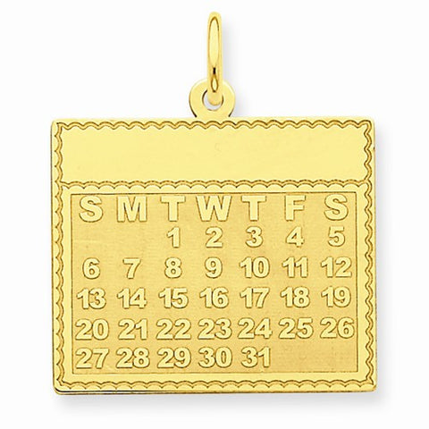 14k Gold Tuesday the First Day Calendar Pendant, Pendants for Necklace