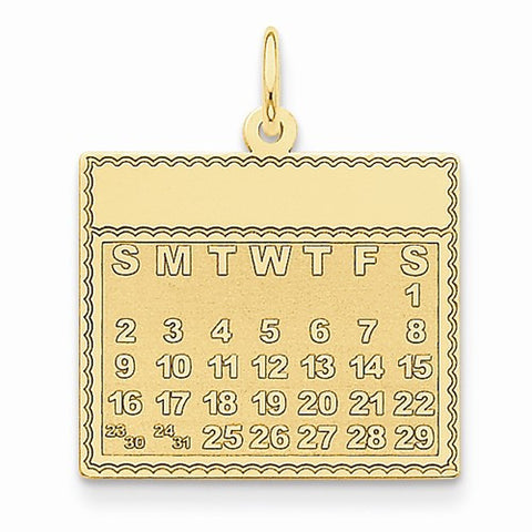 14k Gold Saturday the First Day Calendar Pendant, Pendants for Necklace