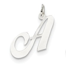 14k White Gold Medium Fancy Script Initial A Charm hide-image