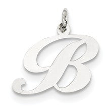 14k White Gold Medium Fancy Script Initial B Charm hide-image