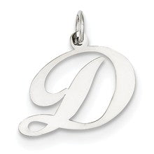 14k White Gold Medium Fancy Script Initial D Charm hide-image