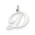 Medium Fancy Script Initial D Charm in 14k White Gold