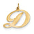 Large Fancy Script Initial D Charm in 14k Gold