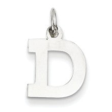 14k White Gold Small Block Initial D Charm hide-image