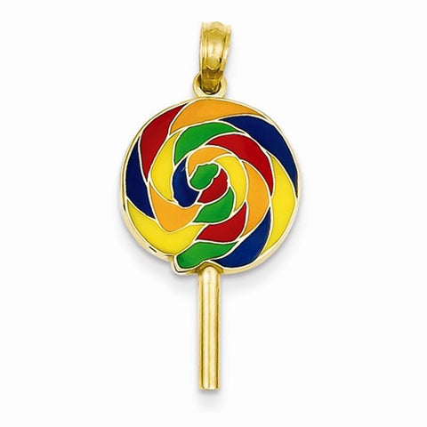 14k Gold Enameled Lollipop Pendant, Pendants for Necklace