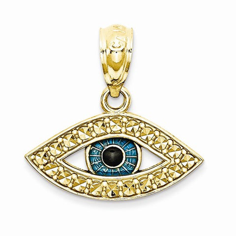 14k Gold & Rhodium Enameled Eye Pendant, Pendants for Necklace