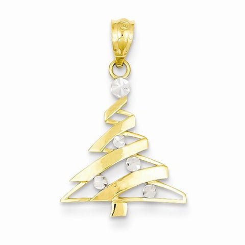 14k Gold & Rhodium Christmas Tree Pendant, Pendants for Necklace