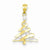 14k Gold & Rhodium Christmas Tree Pendant, Pendants for Necklace