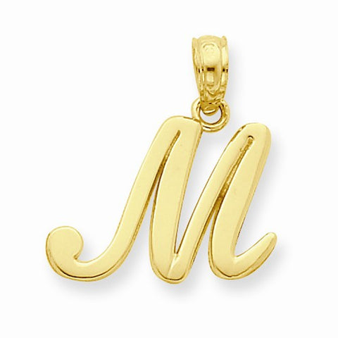 14k Gold M Script Initial Pendant, Pendants for Necklace