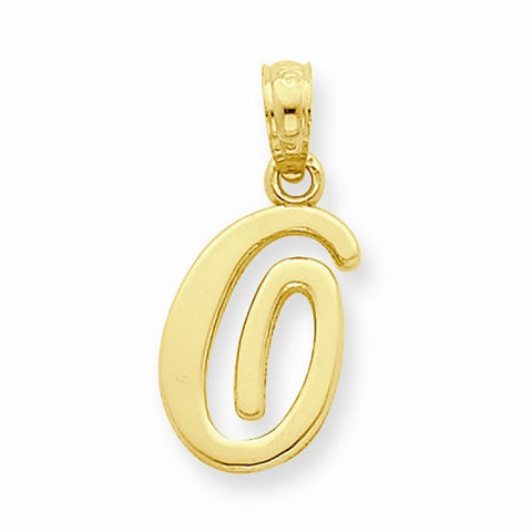 14k Gold O Script Initial Pendant, Pendants for Necklace