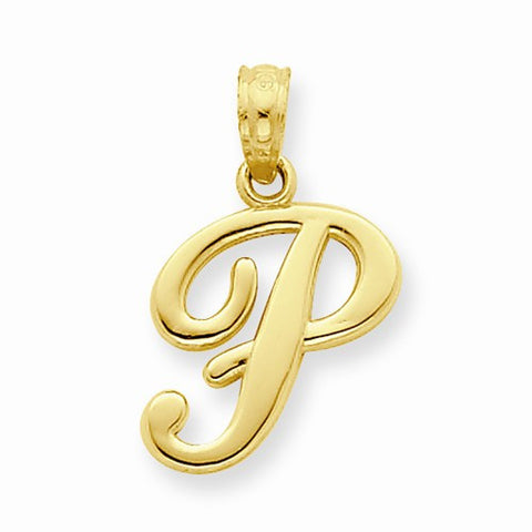 14k Gold P Script Initial Pendant, Pendants for Necklace