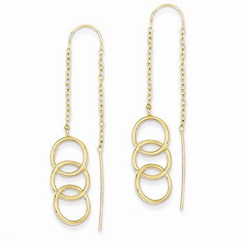 14k Triple Circle Threader Earrings