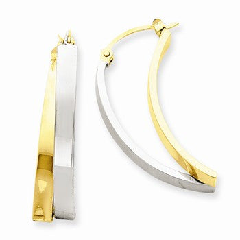 14k Two-tone Curved Earrings