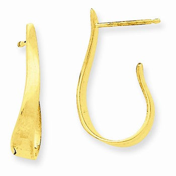 14k Yellow Gold Polished Curved, Jewelry Earrings