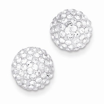 14k Yellow Gold 10mm Disco Ball Crystal Stud Earrings