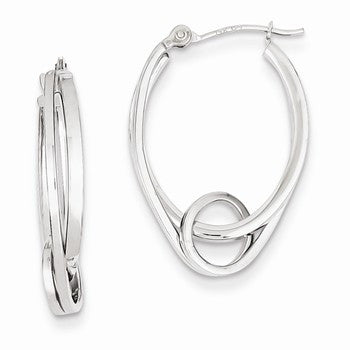 14k White Gold Oval Hoop Earrings