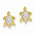 14k Yellow Gold Crystal White Turtle Post Earrings