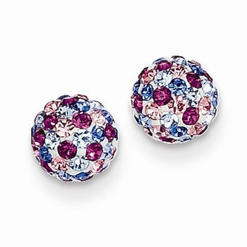 14k Yellow Gold Blue Pink Multi Crystal 6mm Post Earrings