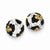 14k Yellow Gold Crystal Leopard White Black Yellow 8mm Post Earrings