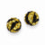 14k Yellow Gold Crystal Yellow & Black Stripe 6mm Post Earrings