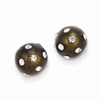 14k Yellow Gold Crystal Brown 8mm Post Earrings