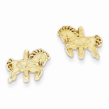 14k Yellow Gold Carousel Horse Earrings