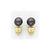 14k Yellow Gold Black Cultured Pearl CZ Earrings