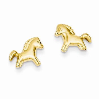 14k Yellow Gold Pony Earrings